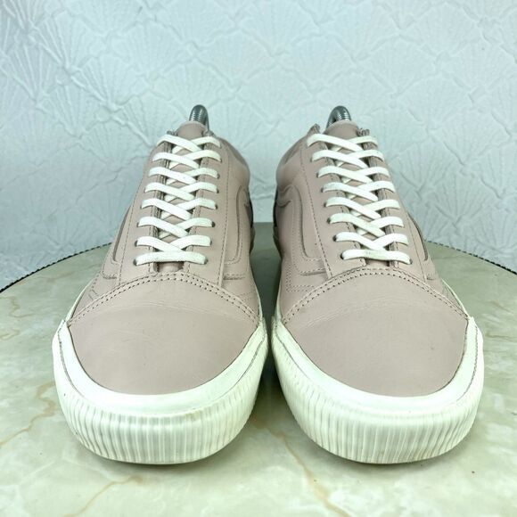 Vans Old Skool Sneakers Women 9.5 Pink Leather Classic Low Top Skate Retro Shoes - Picture 4 of 13